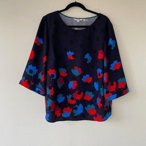 Navy Boden Blouse with Red and Blue Flowers Size US 16